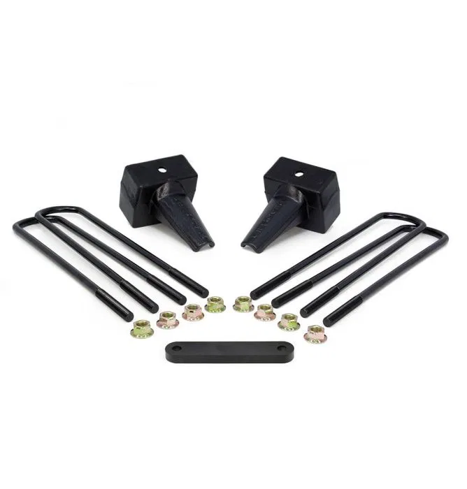 66-2295 – READYLIFT Leaf Spring Block Kit, 5 Inch Tall Block Cast Iron With 2 Blocks/ Carrier Bearing Spacer/ 4 U Bol...